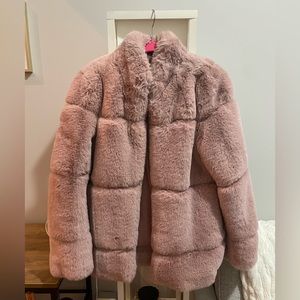 Apparis Faux Fur Skylar Coat in Dust Pink